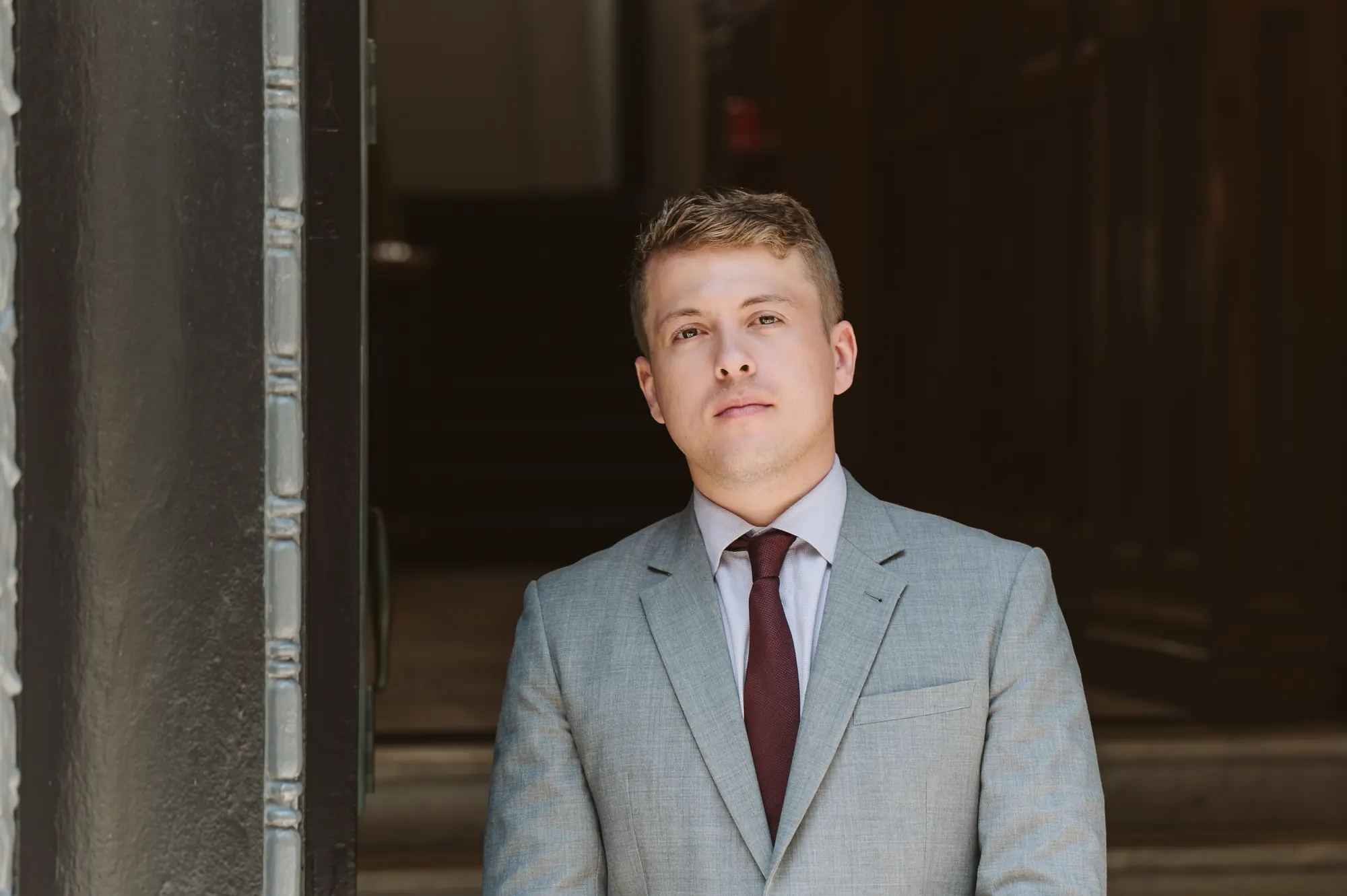 Luke Ameye, Barrister, at the doorway of his chambers